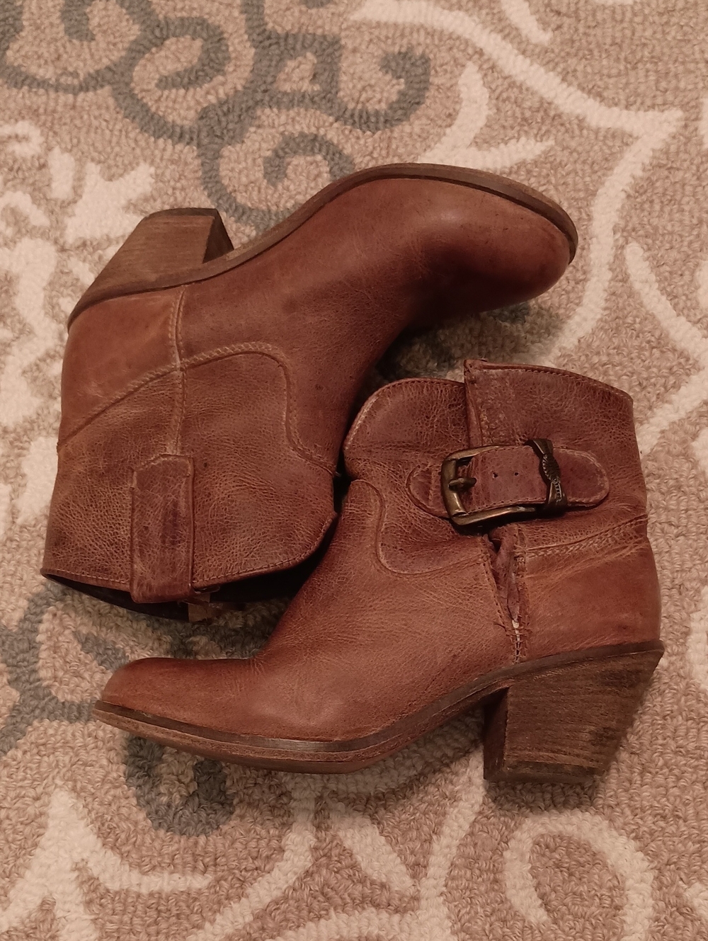 Corral Leather Ankle Booties with Side Buckle Detail - Picture 3 of 7
